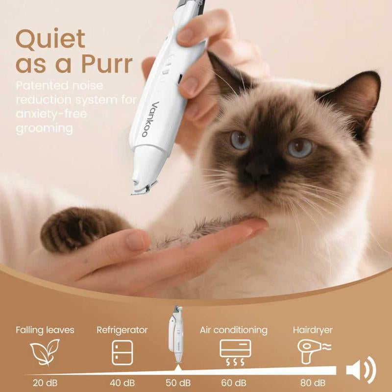 kit 2-in-1 Dog Nail Clipper & Paw Hair Trimmer with LED Light – Rechargeable, Waterproof, Low Noise Grooming Tool for Dogs & Cats