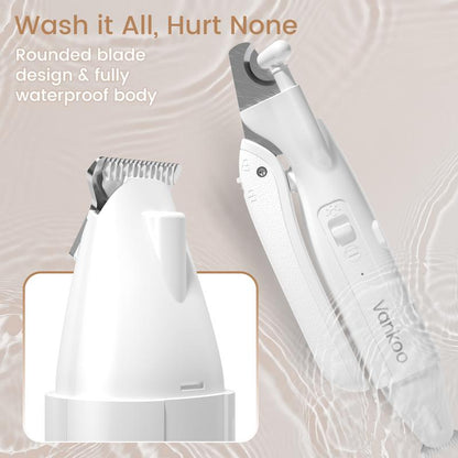 kit 2-in-1 Dog Nail Clipper & Paw Hair Trimmer with LED Light – Rechargeable, Waterproof, Low Noise Grooming Tool for Dogs & Cats